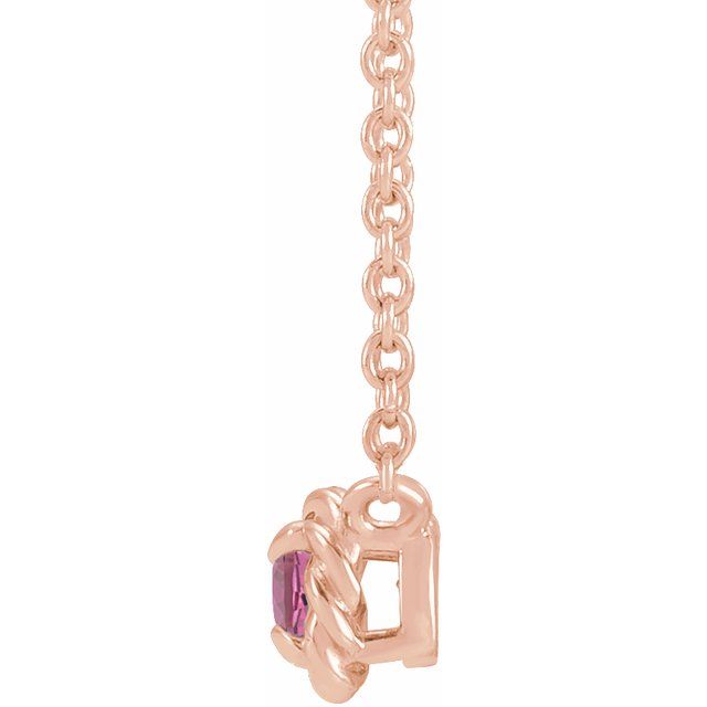 14K Rose 4 mm Natural Pink Tourmaline Claw-Prong Rope 18" Necklace