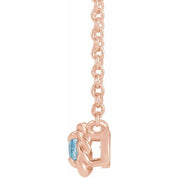 14K Rose 5 mm Natural Aquamarine Claw-Prong Rope 18" Necklace