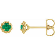14K Yellow 5.5 mm Lab-Grown Emerald Claw-Prong Rope Earrings