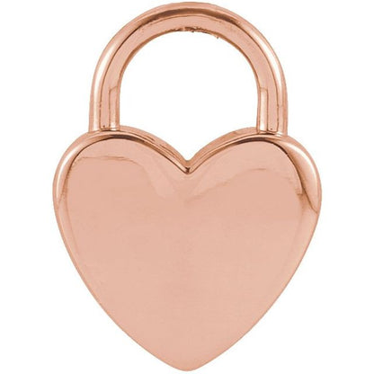 14k Gold Engravable Heart Lock Pendant - Small