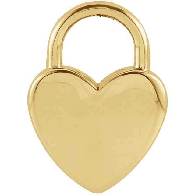 14k Gold Engravable Heart Lock Pendant - Medium