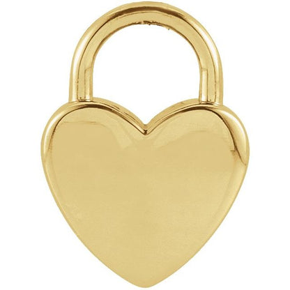 14k Gold Engravable Heart Lock Pendant - Small