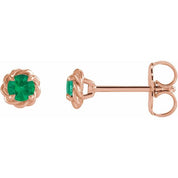 14K Rose 5.5 mm Lab-Grown Emerald Claw-Prong Rope Earrings