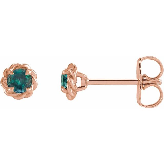14K Rose 5.5 mm Lab-Grown Alexandrite Claw-Prong Rope Earrings