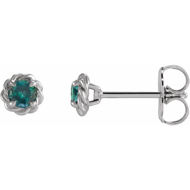 14K White 5.5 mm Lab-Grown Alexandrite Claw-Prong Rope Earrings