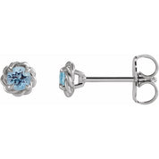 Sterling Silver 5 mm Natural Aquamarine Claw-Prong Rope Earrings