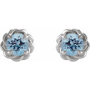 Sterling Silver 5 mm Natural Aquamarine Claw-Prong Rope Earrings
