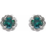 14K White 5.5 mm Lab-Grown Alexandrite Claw-Prong Rope Earrings