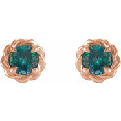 14K Rose 5.5 mm Lab-Grown Alexandrite Claw-Prong Rope Earrings