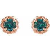 14K Rose 5.5 mm Lab-Grown Alexandrite Claw-Prong Rope Earrings