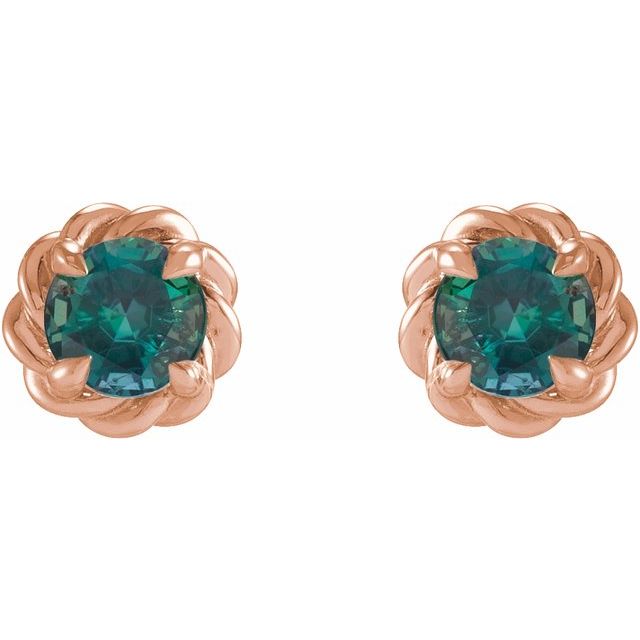 14K Rose 5.5 mm Lab-Grown Alexandrite Claw-Prong Rope Earrings