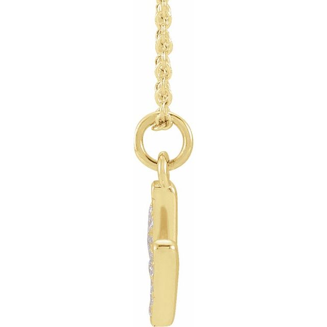 14K Yellow .06 CTW Natural Diamond Petite Initial M 16-18" Necklace