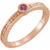 14K Rose Natural Pink Tourmaline Family Stackable Ring