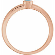 14K Rose Natural Aquamarine Family Stackable Ring