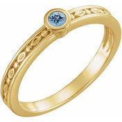 14K Yellow Natural Aquamarine Family Stackable Ring