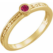 14K Yellow Lab-Grown Ruby Family Stackable Ring