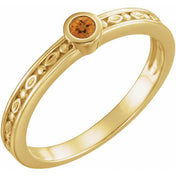14K Yellow Natural Citrine Family Stackable Ring