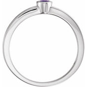 14K White Natural Amethyst Family Stackable Ring
