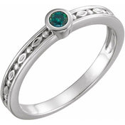 14K White Lab-Grown Alexandrite Family Stackable Ring