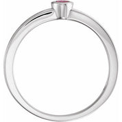 Sterling Silver Natural Pink Tourmaline Family Stackable Ring
