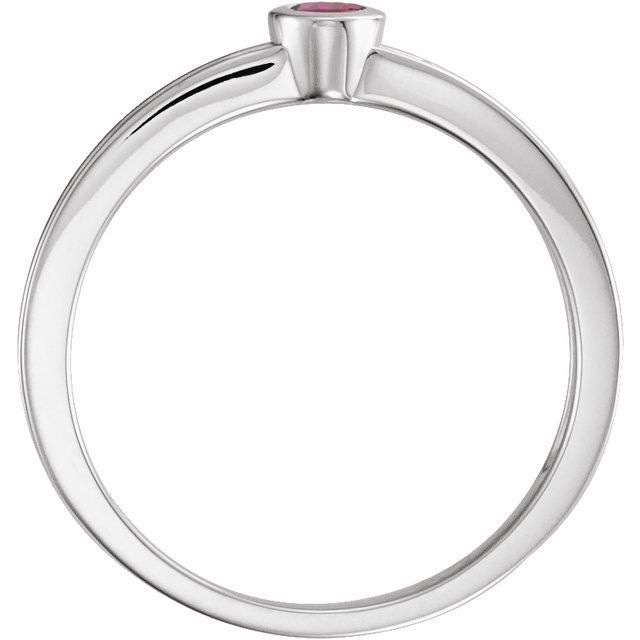 Sterling Silver Natural Pink Tourmaline Family Stackable Ring
