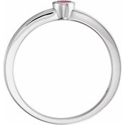 14K White Natural Pink Tourmaline Family Stackable Ring