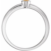 14K White Natural Citrine Family Stackable Ring
