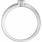 Sterling Silver Natural Blue Zircon Family Stackable Ring