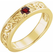 14K Yellow Natural Mozambique Garnet Family Stackable Ring