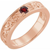14K Rose Natural Mozambique Garnet Family Stackable Ring