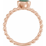 14K Rose Natural Emerald Family Stackable Ring