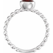 Sterling Silver Natural Mozambique Garnet Family Stackable Ring