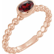 14K Rose Natural Mozambique Garnet Family Stackable Ring