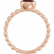 14K Rose Natural Mozambique Garnet Family Stackable Ring