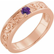 14K Rose Natural Amethyst Family Stackable Ring