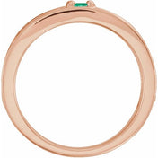 14K Rose Natural Emerald Family Stackable Ring