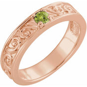 14K Rose Natural Peridot Family Stackable Ring