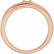 14K Rose Natural Peridot Family Stackable Ring