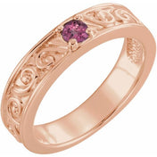 14K Rose Natural Pink Tourmaline Family Stackable Ring
