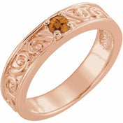 14K Rose Natural Citrine Family Stackable Ring