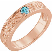 14K Rose Natural Blue Zircon Family Stackable Ring
