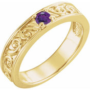 14K Yellow Natural Amethyst Family Stackable Ring