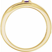 14K Yellow Natural Amethyst Family Stackable Ring