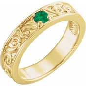 14K Yellow Natural Emerald Family Stackable Ring