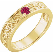 14K Yellow Natural Ruby Family Stackable Ring