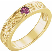 14K Yellow Natural Pink Tourmaline Family Stackable Ring