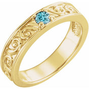 14K Yellow Natural Blue Zircon Family Stackable Ring