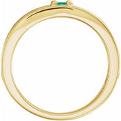 14K Yellow Natural Emerald Family Stackable Ring