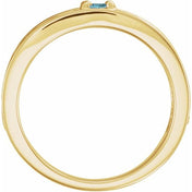 14K Yellow Natural Blue Zircon Family Stackable Ring