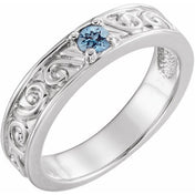 Sterling Silver Natural Aquamarine Family Stackable Ring